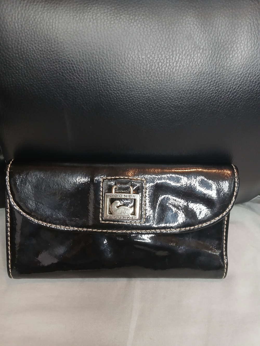Dooney & Bourke Black Patent Leather Clutch Wallet